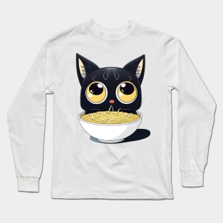 Kawaii Cute Anime Cat Otaku Japanese Ramen Noodles - Cat Lover Long Sleeve T-Shirt